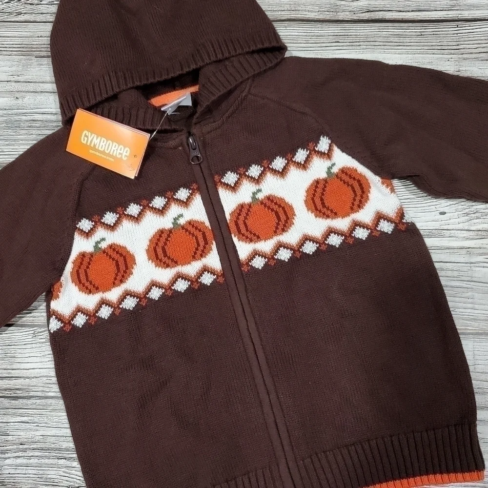 Fall Harvest Pumpkin Zip Up Sweater NWT